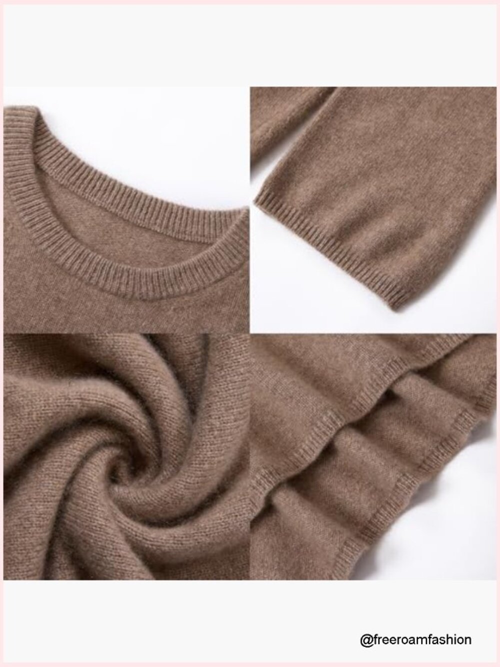 Loose Fit 7-Gauge Cashmere Crewneck Sweater Pullover Undyed Eco-Friendly - Picture 6 of 7